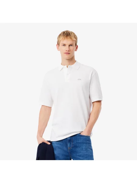 Lacoste Koszulka Polo O Luźnym Kroju Z Grubej Piki biały