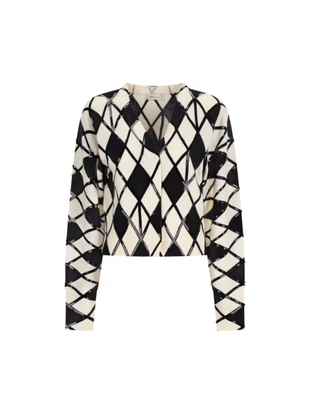 Sweter Blumarine wełniany z wzorem argyle