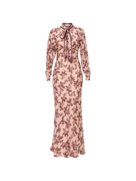 Rochie maxi Nissa de mătase cu model floral