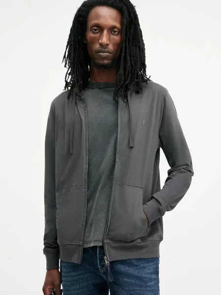 AllSaints hanorac de BRACE barbati cu glugă neted gri