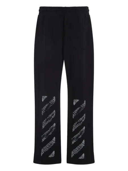 Pantaloni Off-white cu broderie alb