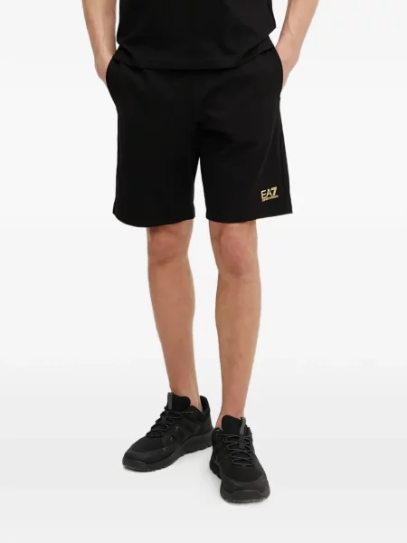 Pantaloni scurți Ea7 Emporio Armani cu imagine negru