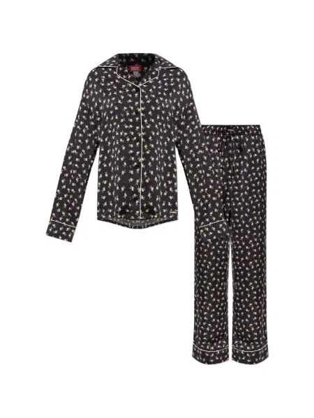 Pijamale Diesel cu model floral cu imagine negru