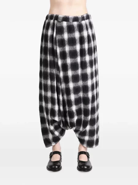 Pantaloni Y's în carouri cu imagine negru