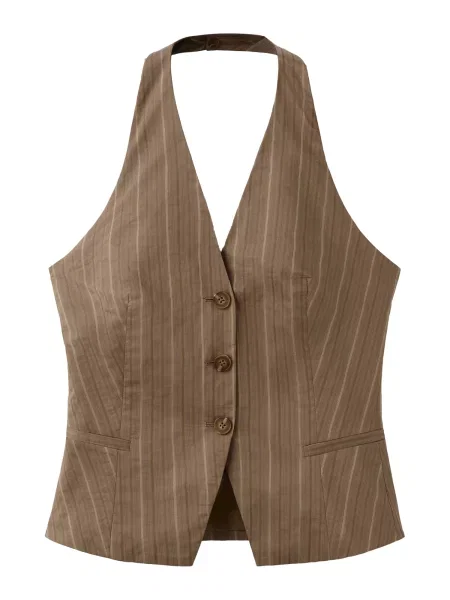 MANGO Vestă de costum Martin deschis / maro bej