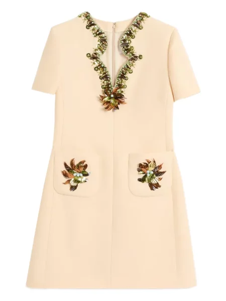 Rochie mini Valentino Garavani cu broderie din crep de costum