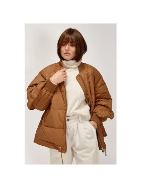 Куртка пухова з воланом коричневий
