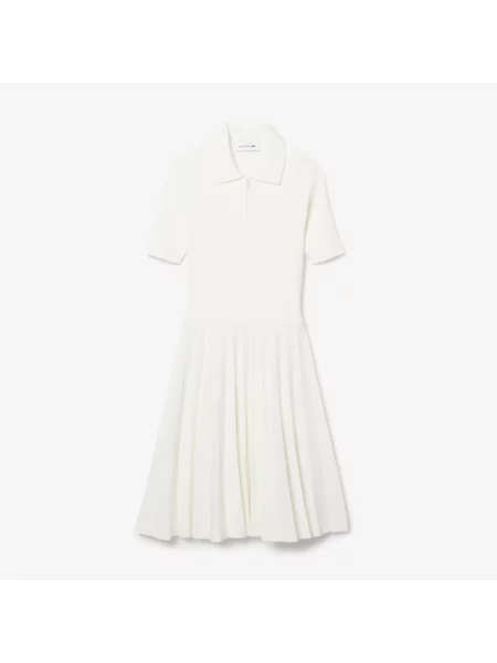 Lacoste Sukienka Z Kołnierzykiem Polo Z Krótkim Rękawem Relaxed Fit biała