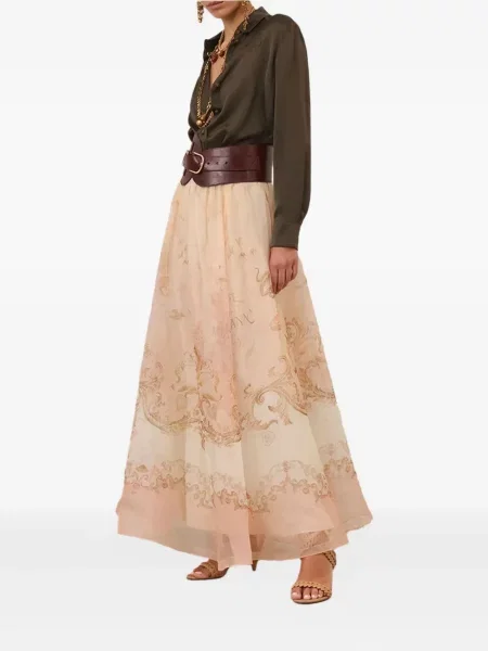 Cămașă Zimmermann cu broderie din satin verde