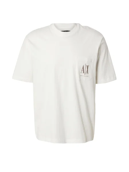 ARMANI EXCHANGE Tricou bej închis / murdar alb