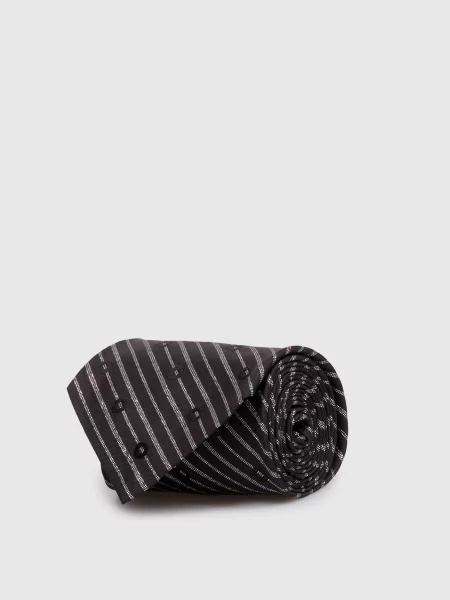 Шелковый галстук Stefano Ricci в полоску черный