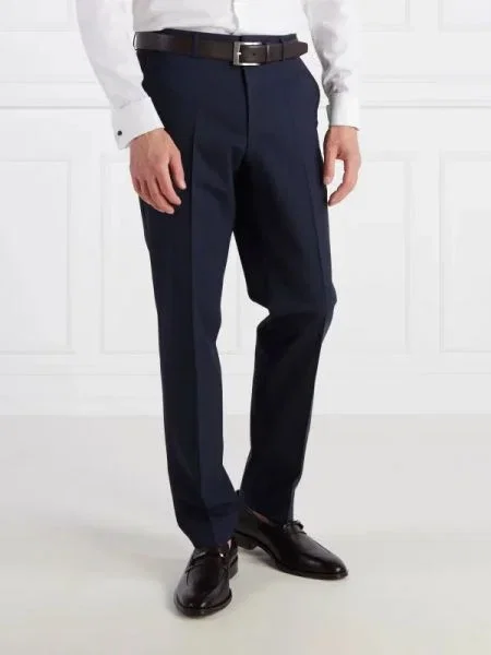 BOSS BLACK de lână pantaloni negru