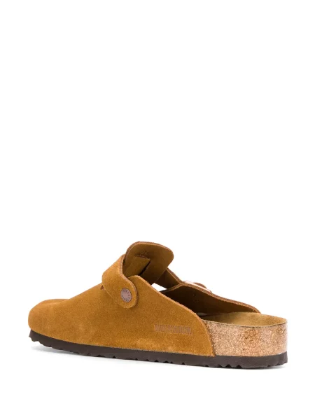 Kapcie Birkenstock zamszowe na sprzączkę brązowe