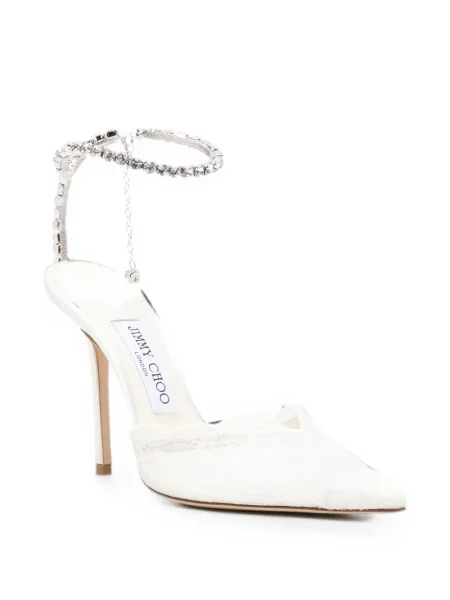 Pantofi cu toc Jimmy Choo din dantelă alb