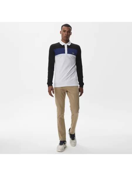 Lacoste Koszulka Polo Z Długim Rękawem Z Blokadą Koloru Slim Fit biała