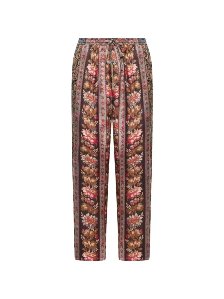 Pantaloni Pierre-louis Mascia de mătase cu model floral cu imagine maro