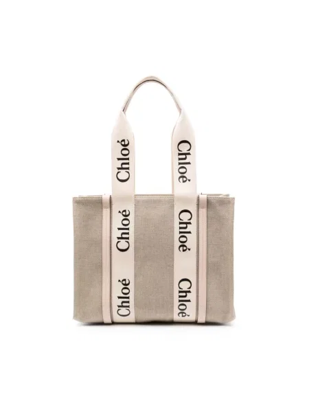 Lniana shopperka Chloe beżowa