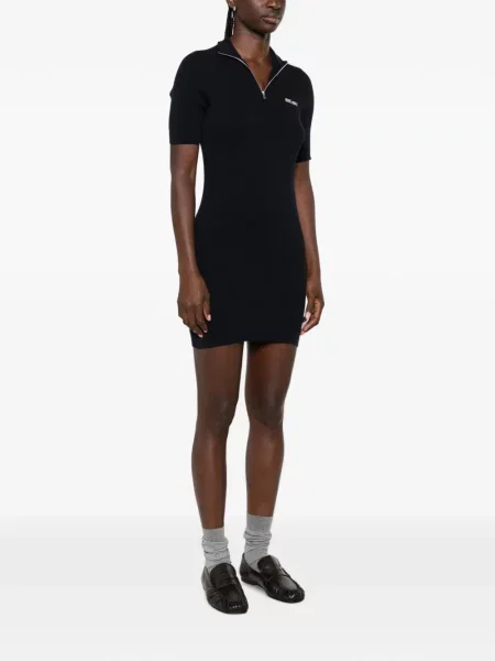 Rochie mini Miu Miu tricotate cu autograf albastru