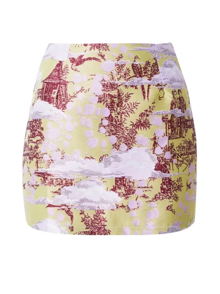 Nasty Gal Fustă galben pastel / vin / mov pastel roșu