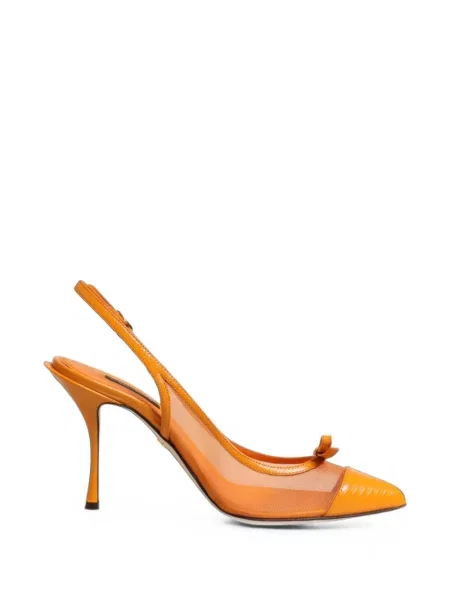 Pantofi cu toc Dolce & Gabbana cu funde plasă slingback portocaliu