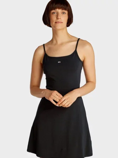 Джинсова сукня Tommy Jeans з ремінцями чорна