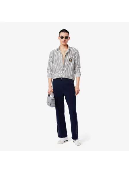 Lacoste Koszula W Paski Regular Fit biała