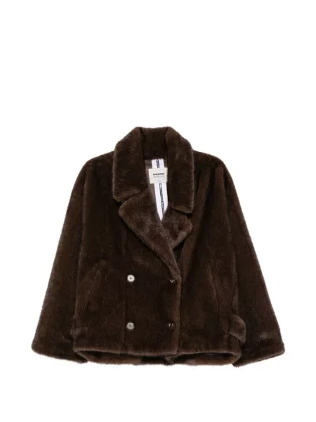 Palton de blană Sword cu două rânduri de nasturi cu blană maro