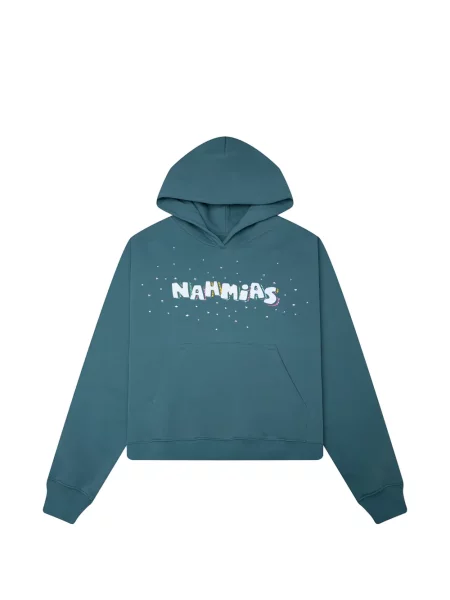 Hanorac cu glugă Nahmias cu model floral albastru