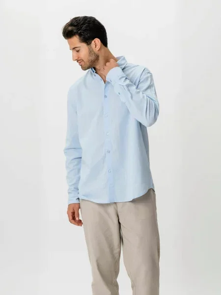 TEESHOPPEN Cămașă Linen Blend albastru