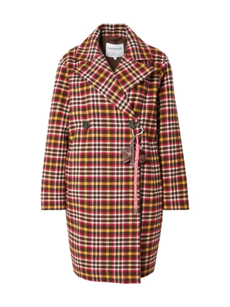 OAKWOOD Palton de primăvară-toamnă MANTEAU ciocolatiu / galben / roșu alb