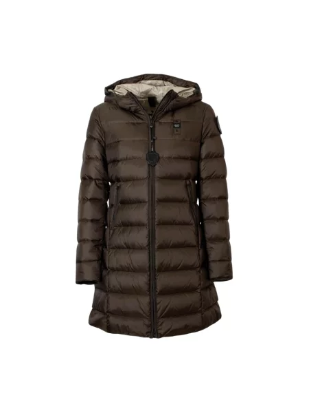 Blauer płaszcz puchowy Kobiety Sztuczne włókno jednolity S brązowy