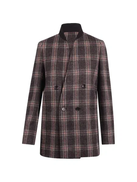 Sacou Max Mara în carouri cu două rânduri de nasturi gri