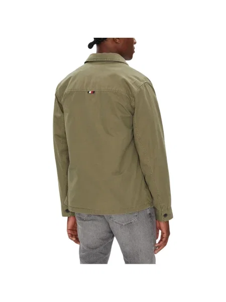 Cămașă Tommy Hilfiger din țesătură twill verde