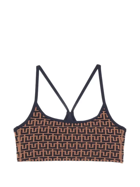 Sutien sport The Upside cu imagine cu imprimeu geometric maro