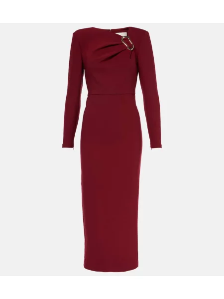 Midi obleka Roland Mouret z dolgimi rokavi bordo