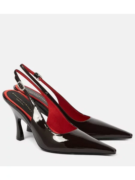 Pantofi cu toc Stella Mccartney din piele slingback maro