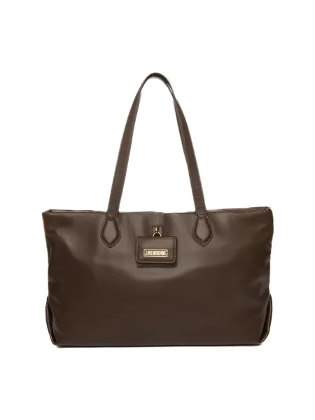 Shopperka Love Moschino skórzana brązowa
