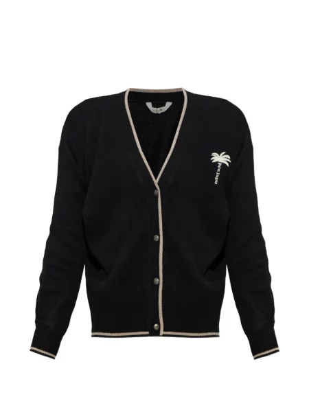 Cardigan Palm Angels cu broderie de lână negru