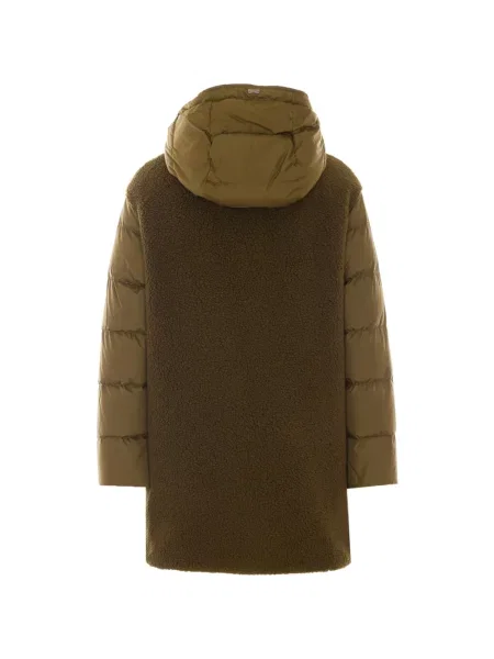 Geacă parka Herno din piele de oaie verde