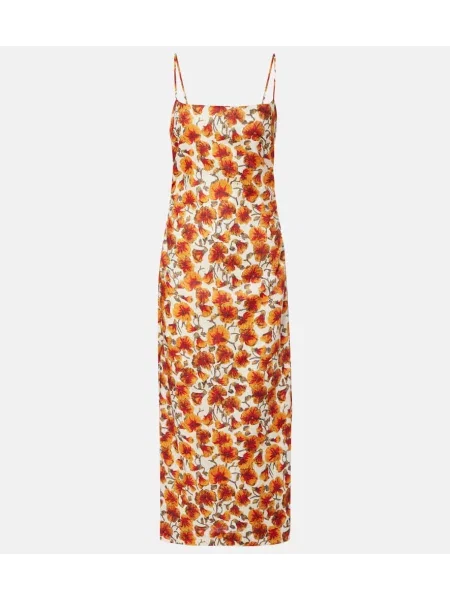Rochie midi Sir de in cu model floral până la genunchi