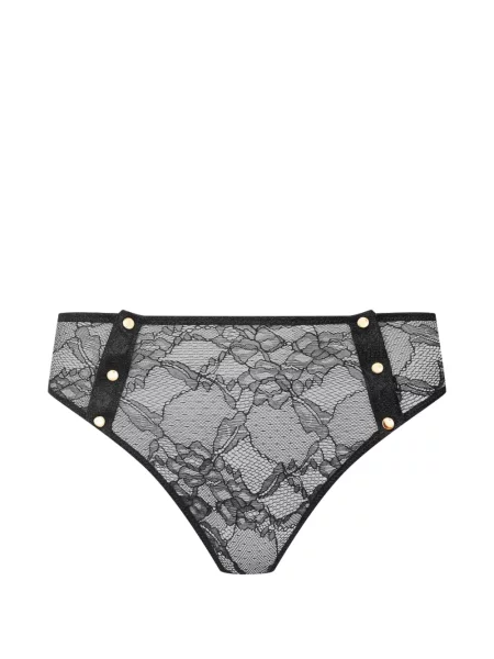 Chiloți tanga Scandale cu model floral din dantelă negru