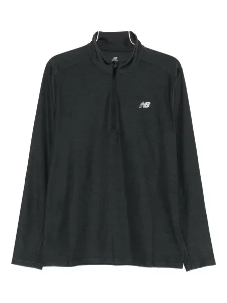Hímzett kerek nyakú melegítő felső New Balance fekete
