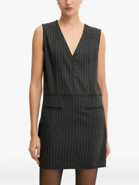 Rochie mini Iceberg cu dungi cu decolteu în V de costum gri