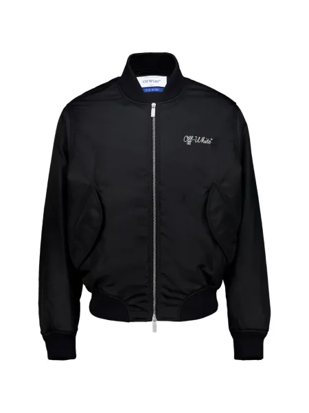 Geacă bomber Off-white cu broderie alb