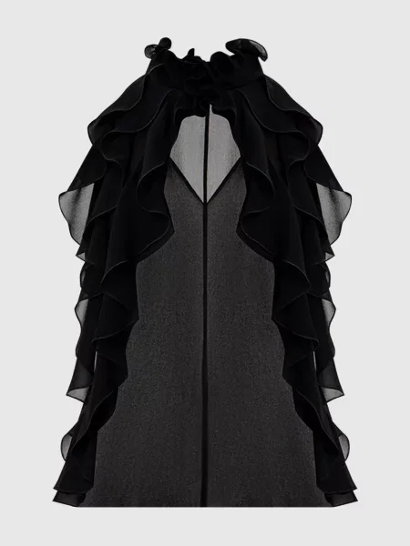 Шелковый топ Alexander Mcqueen с рюшами черный