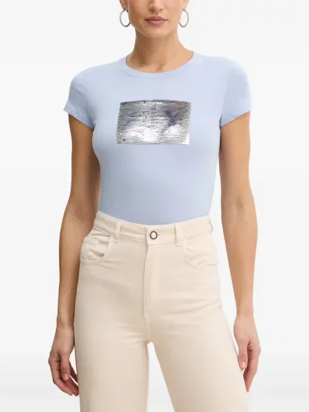 Tricou Armani Exchange cu paiete albastru