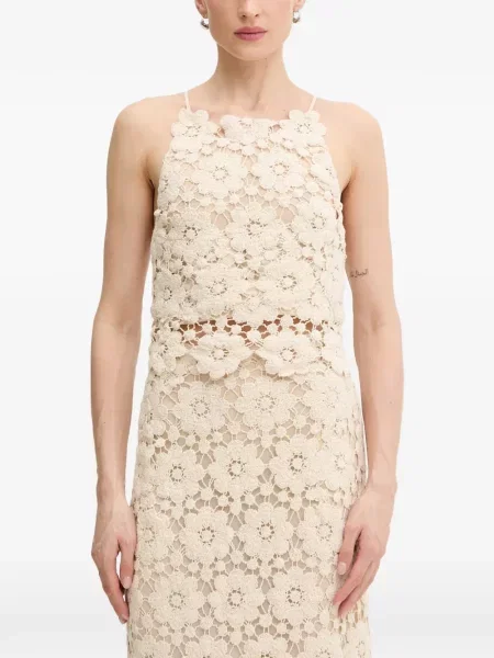 Top Bardot tricotate cu gât halter