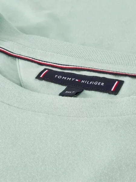 Тениска Tommy Hilfiger бродирана с кръгло деколте зелено