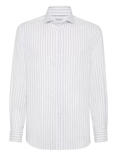 Pruhovaná košile Brunello Cucinelli bílá