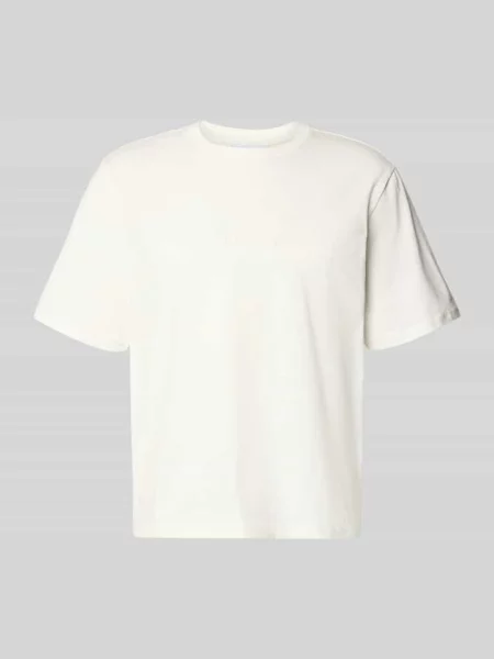T-shirt z okrągłym dekoltem i wyhaftowanym logo Review biała